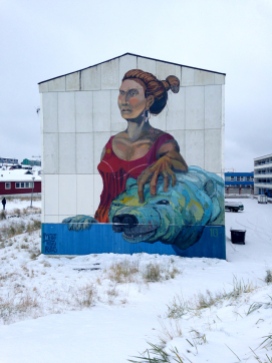 Art on building, Nuuk Streetscene